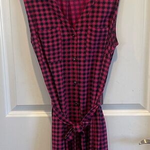 Tommy Hilfiger Pink and Black Houndstooth Sleeveless Dress